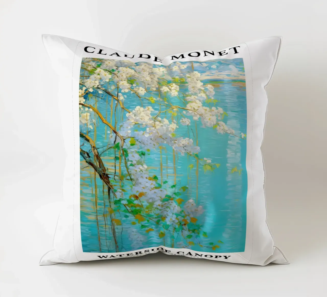 acqua di tranquillità fiore bianco claude monet cuscino da belong shop