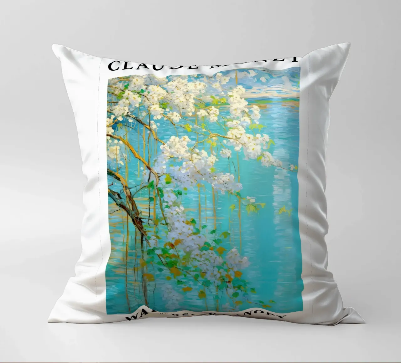 acqua di tranquillità fiore bianco claude monet cuscino da belong shop