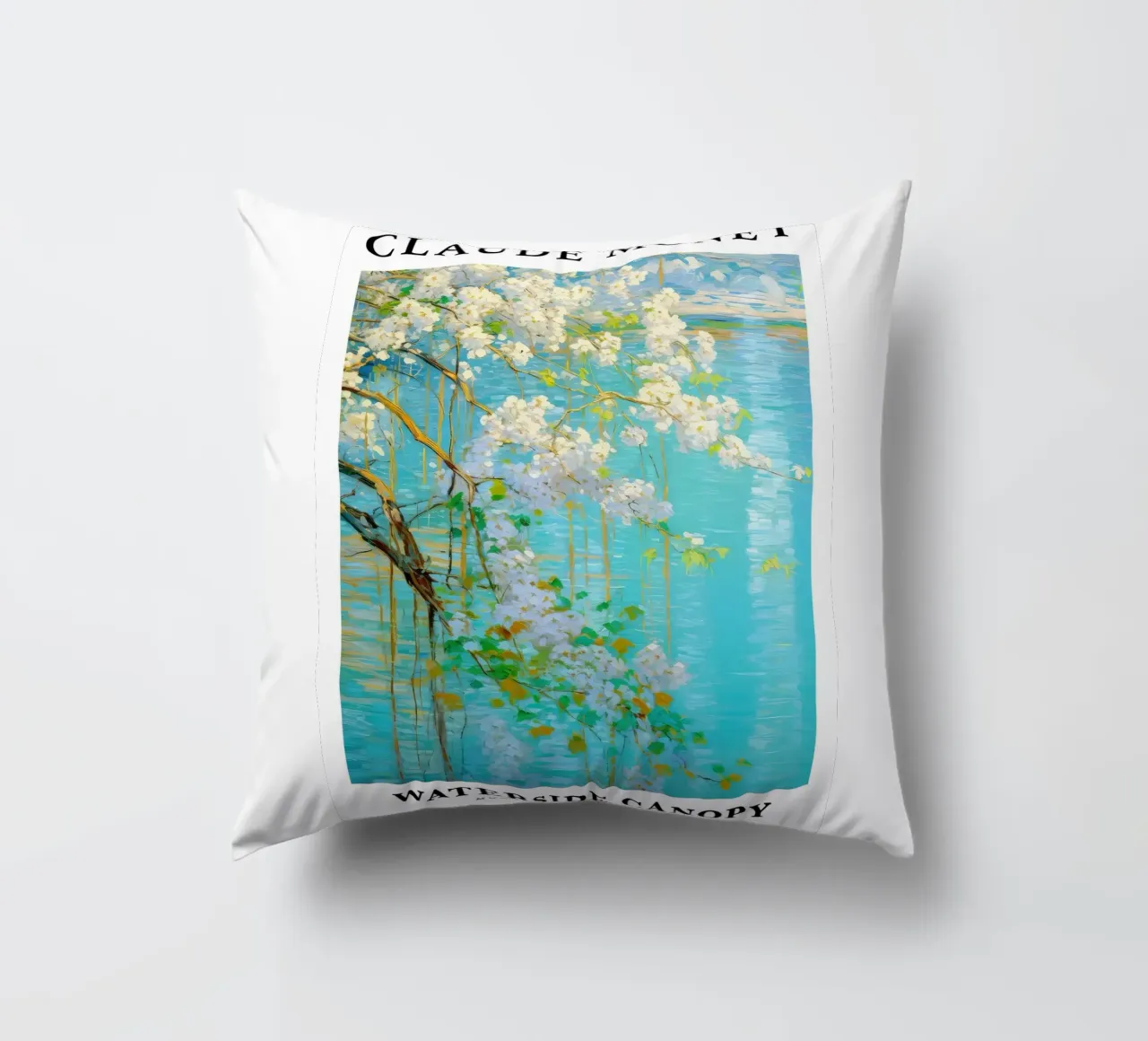 acqua di tranquillità fiore bianco claude monet cuscino da belong shop