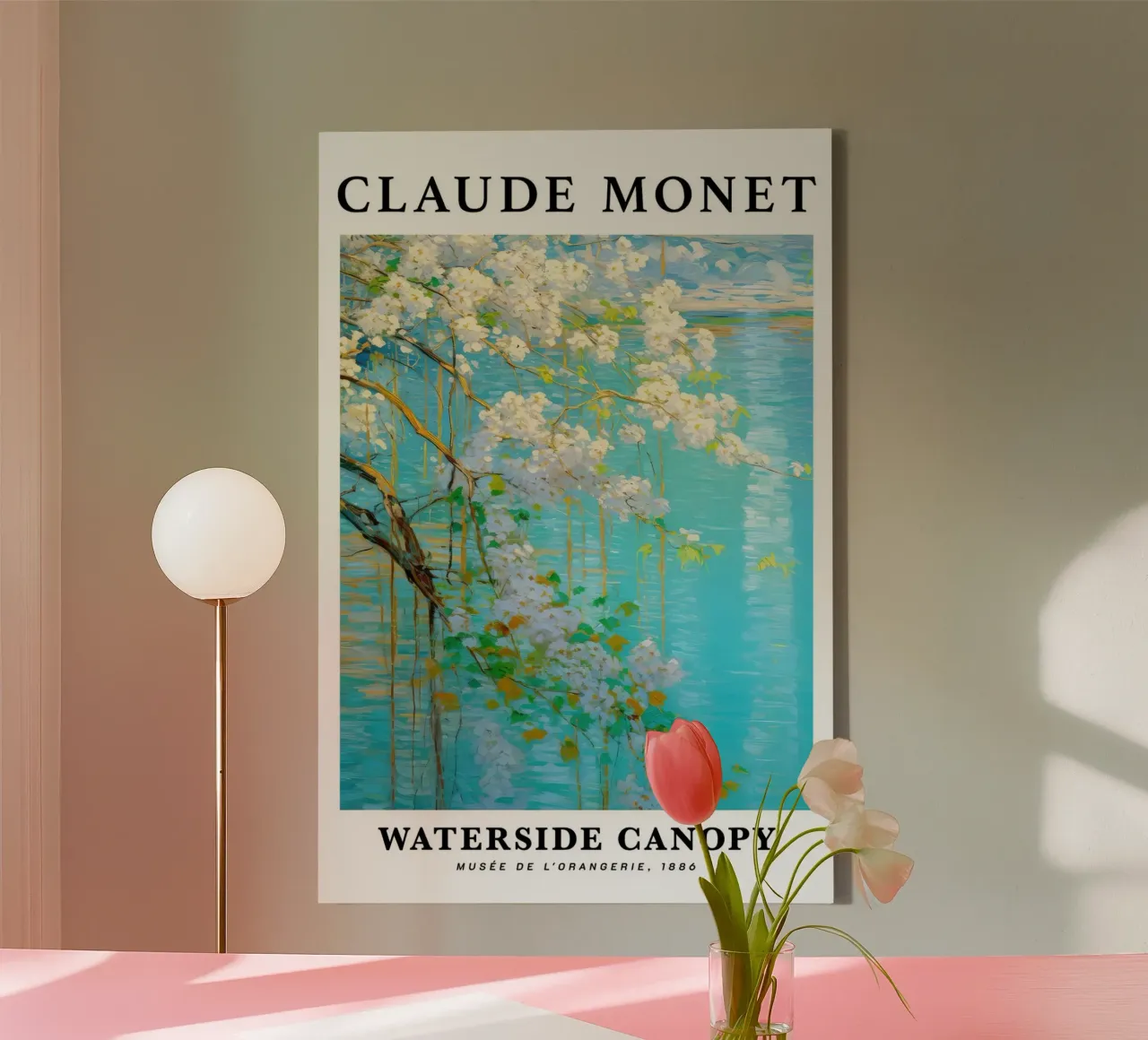 acqua di tranquillità fiore bianco claude monet tela con Cornice a cassetta da belong shop