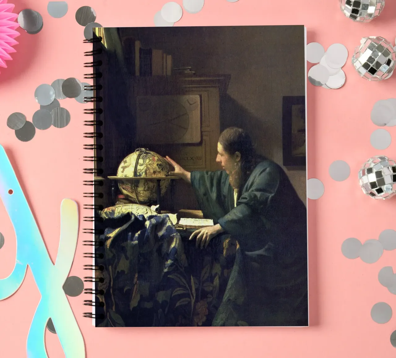 The Astronomer (c. 1668) by Johannes Vermeer spiral notebook by Venus Art