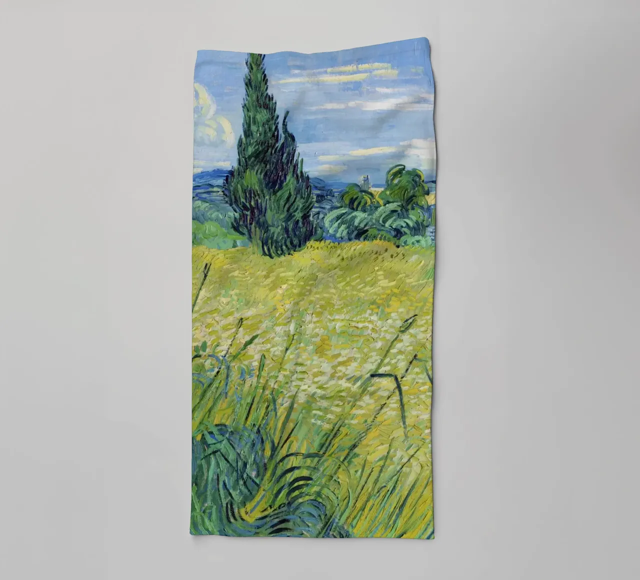 Green Wheat Field with Cypress (1889) by Vincent van Gogh towel by Van Gogh Prints