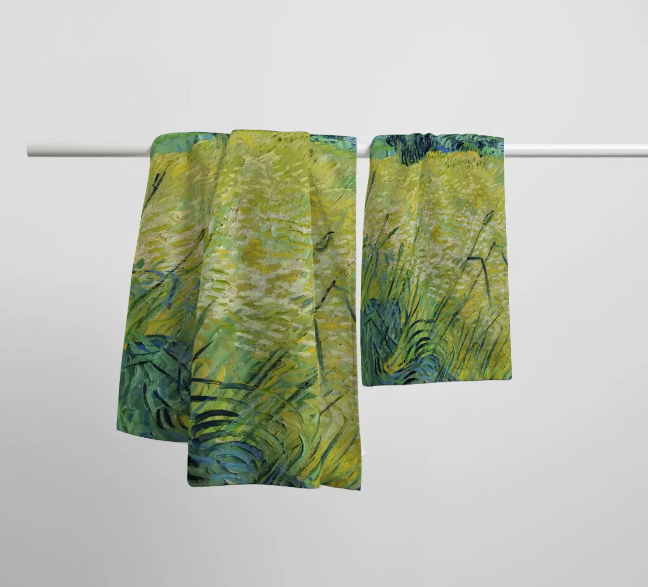 Green Wheat Field with Cypress (1889) by Vincent van Gogh towel by Van Gogh Prints