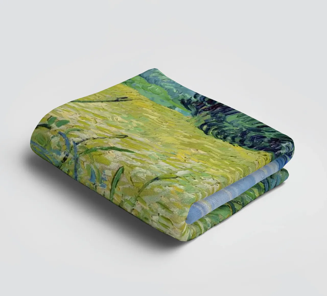 Green Wheat Field with Cypress (1889) by Vincent van Gogh towel by Van Gogh Prints
