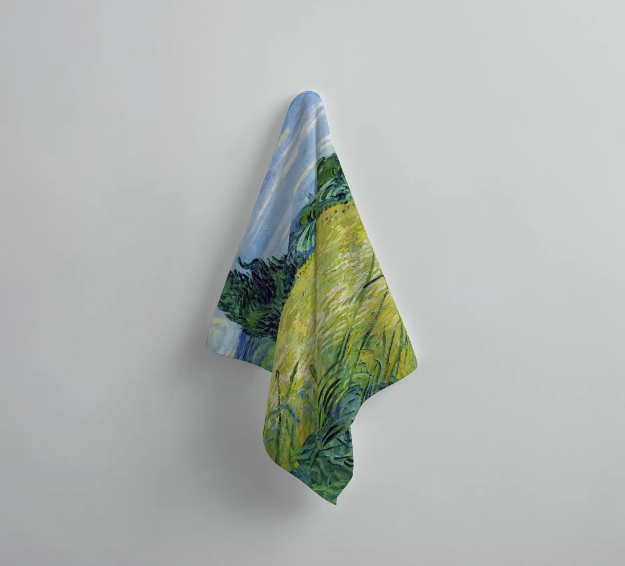 Green Wheat Field with Cypress (1889) by Vincent van Gogh towel by Van Gogh Prints