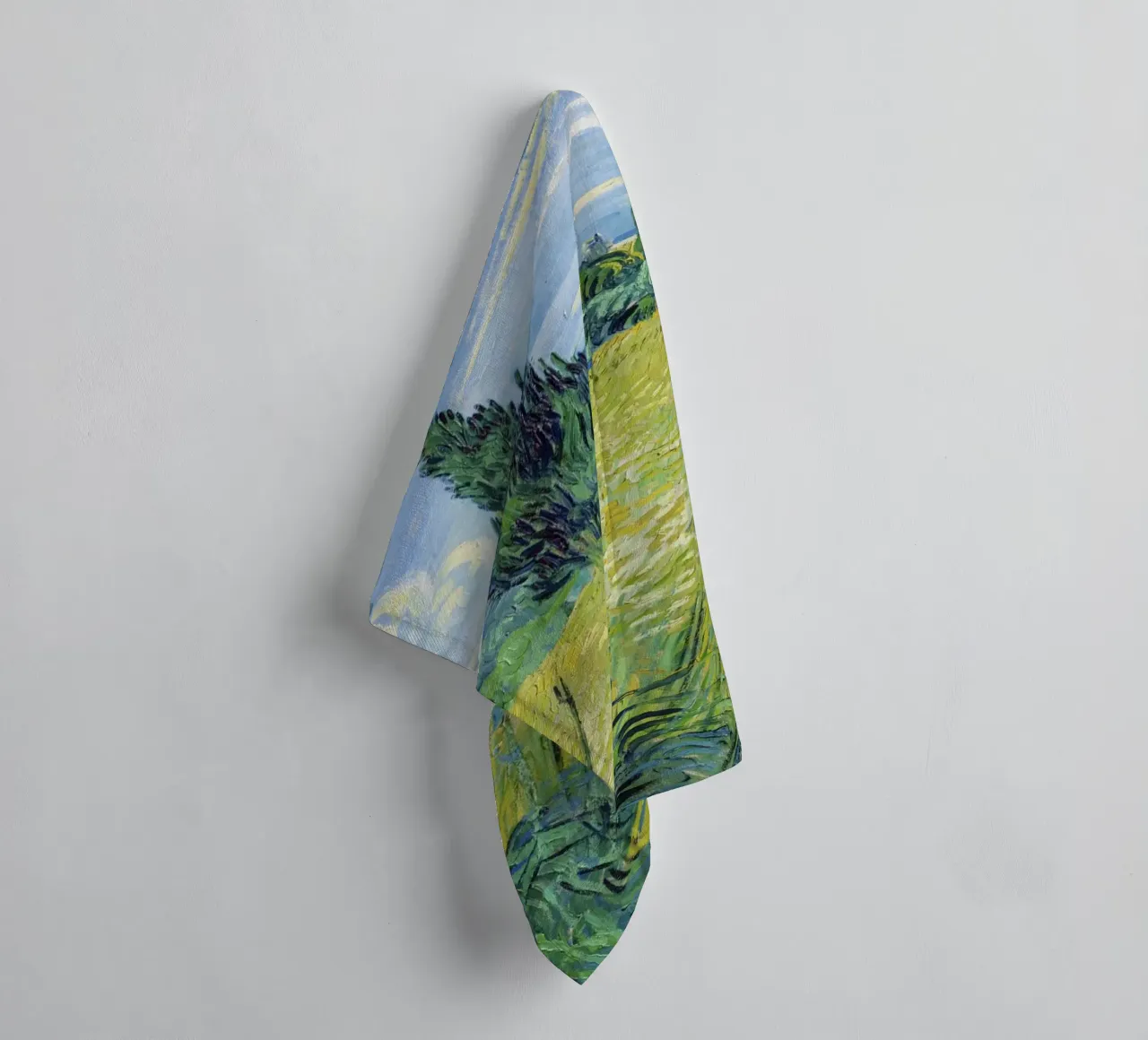 Green Wheat Field with Cypress (1889) by Vincent van Gogh towel by Van Gogh Prints