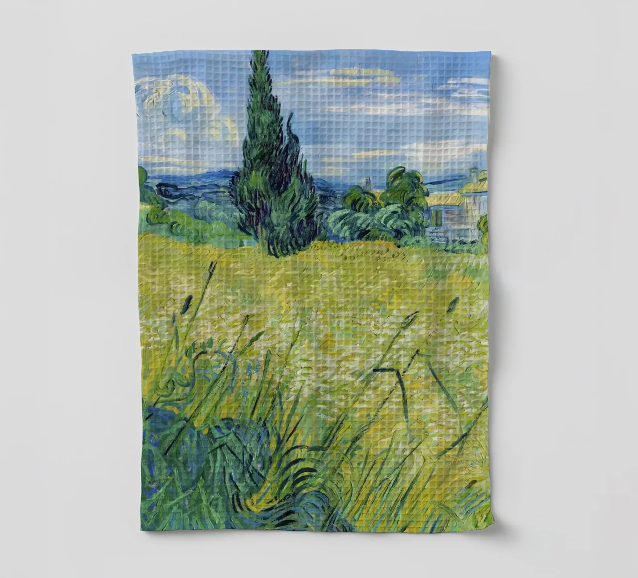 Campo di grano verde con cipresso (1889) di Vincent van Gogh canovaccio da cucina da Van Gogh Prints
