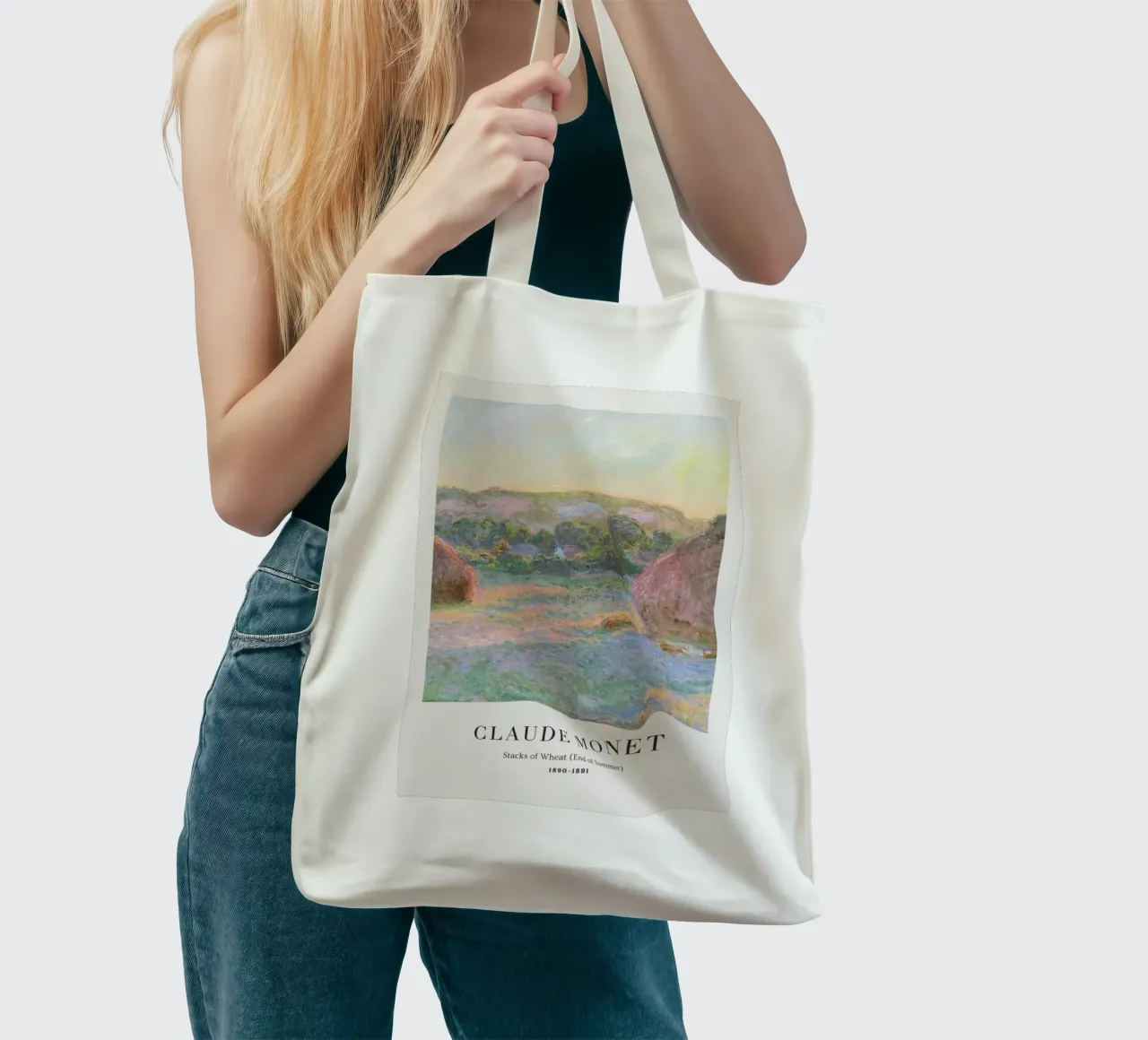 scena di fattoria di grano in campagna claude monet borsa in juta da belong shop
