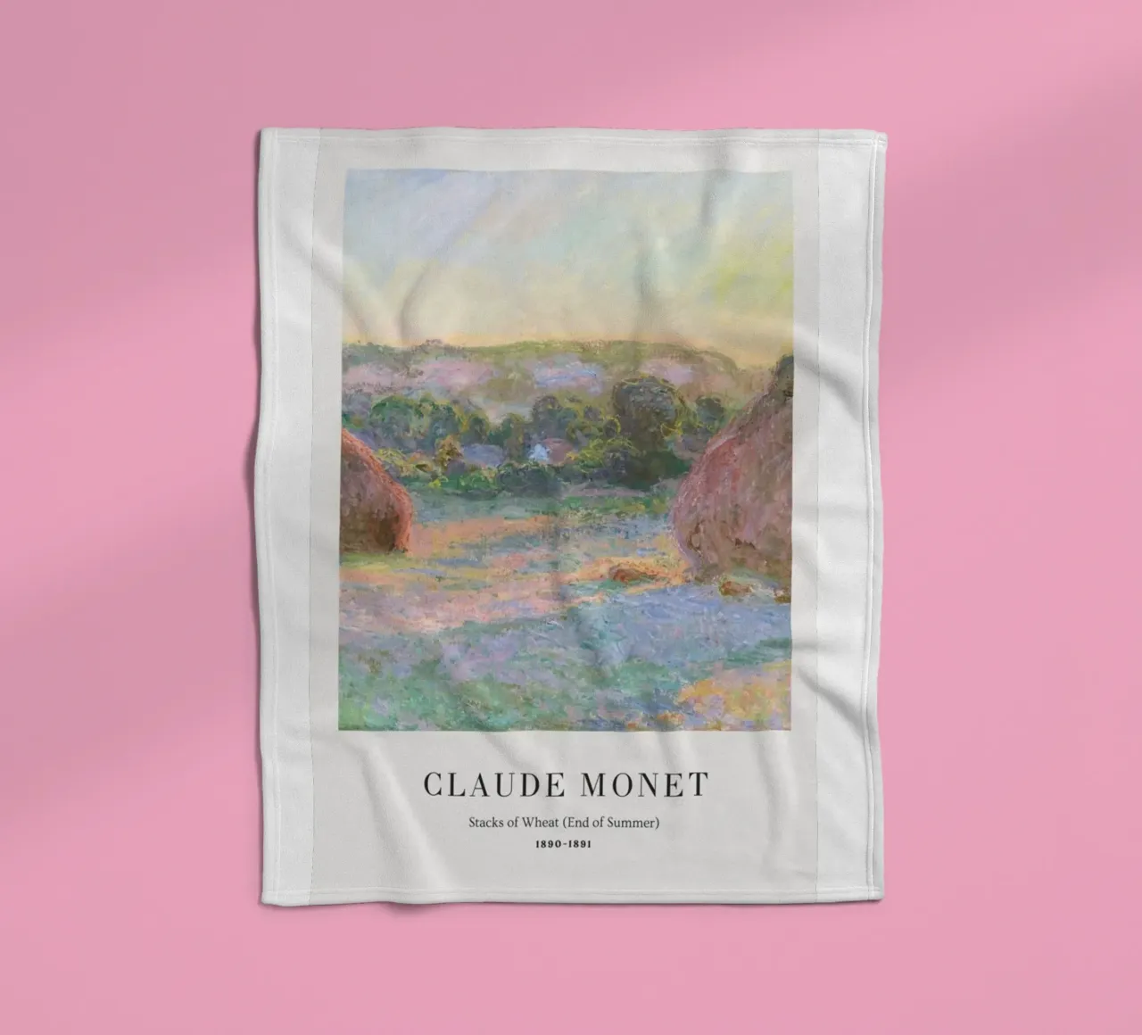 wheat farm scene in the countryside claude monet fleece blanket by belong shop