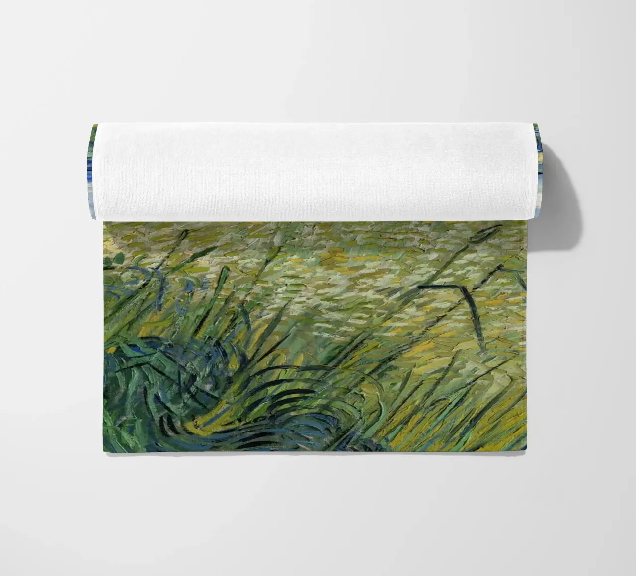 Green Wheat Field with Cypress (1889) beach towel by Art History