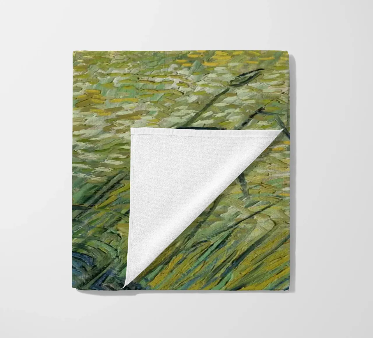 Green Wheat Field with Cypress (1889) beach towel by Art History