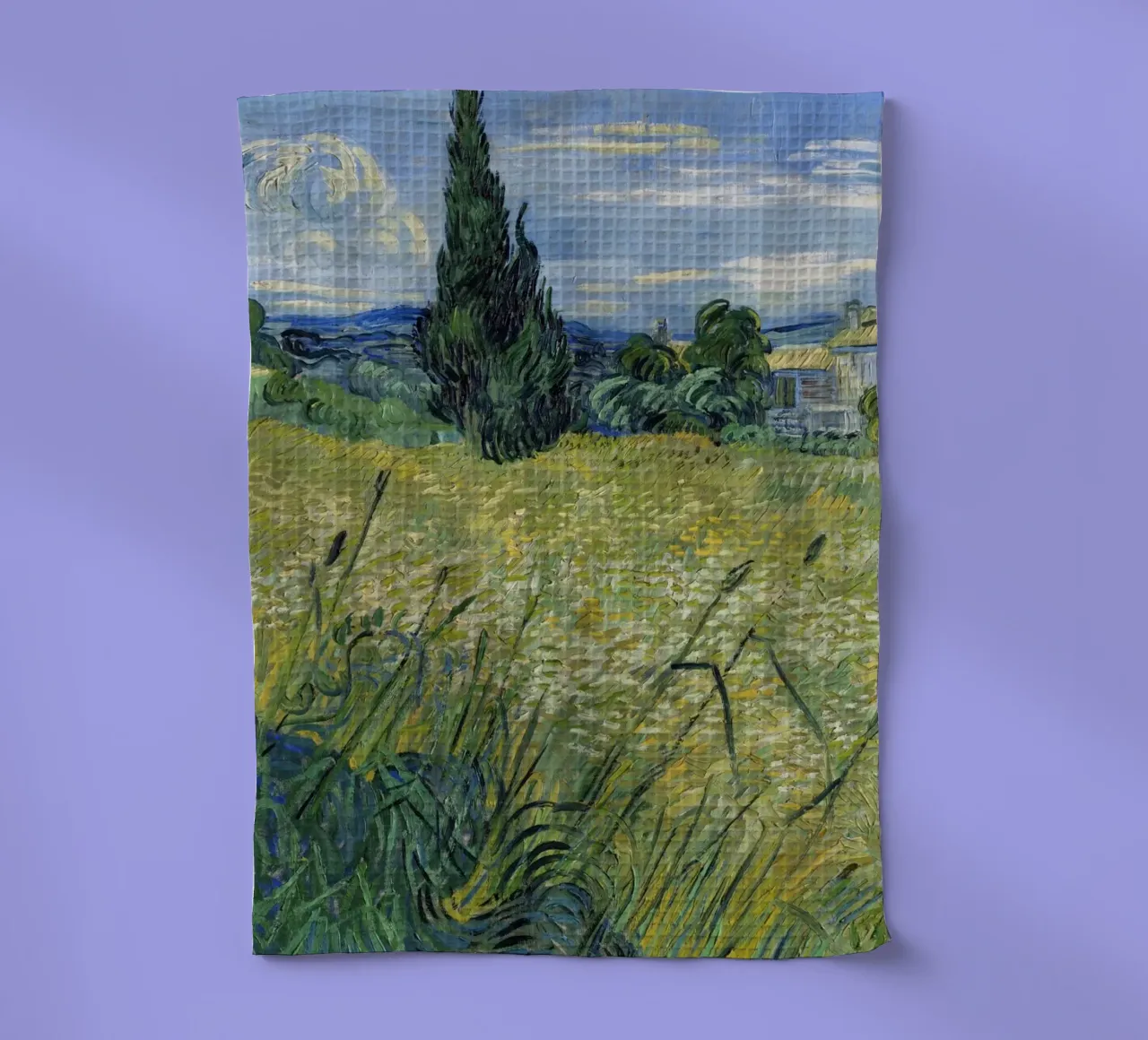 Champ de blé vert avec cyprès (1889) torchon de Art History
