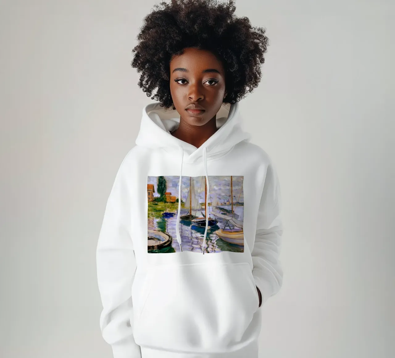 edifici barche a vela scena costiera claude monet felpa con cappuccio da belong shop