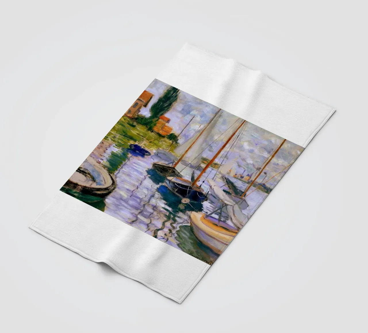 gebouwen zeilboten kustgezicht claude monet fleecedeken van belong shop