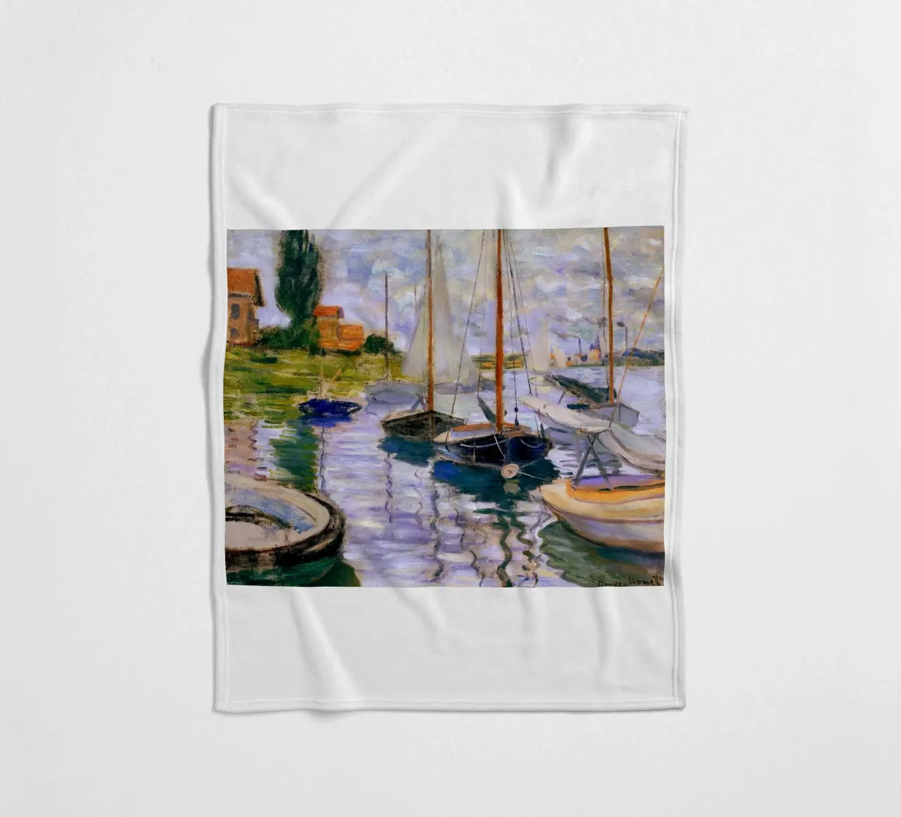 gebouwen zeilboten kustgezicht claude monet fleecedeken van belong shop