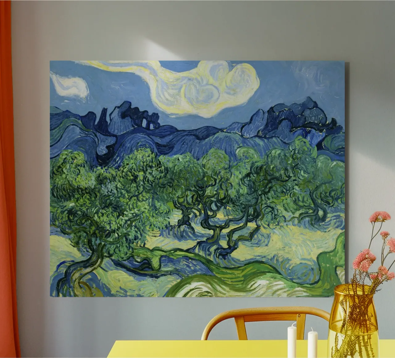 Olive Trees with the Alpilles in the Background (1889 alu-dibond by Van Gogh Prints