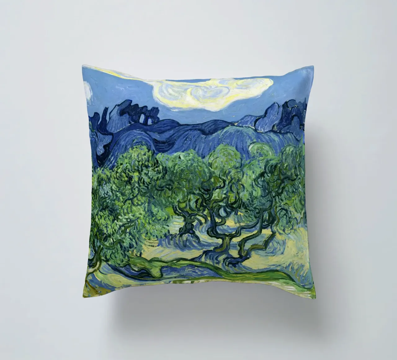 Olive Trees with the Alpilles in the Background (1889 decorative cushion by Classic Art Prints