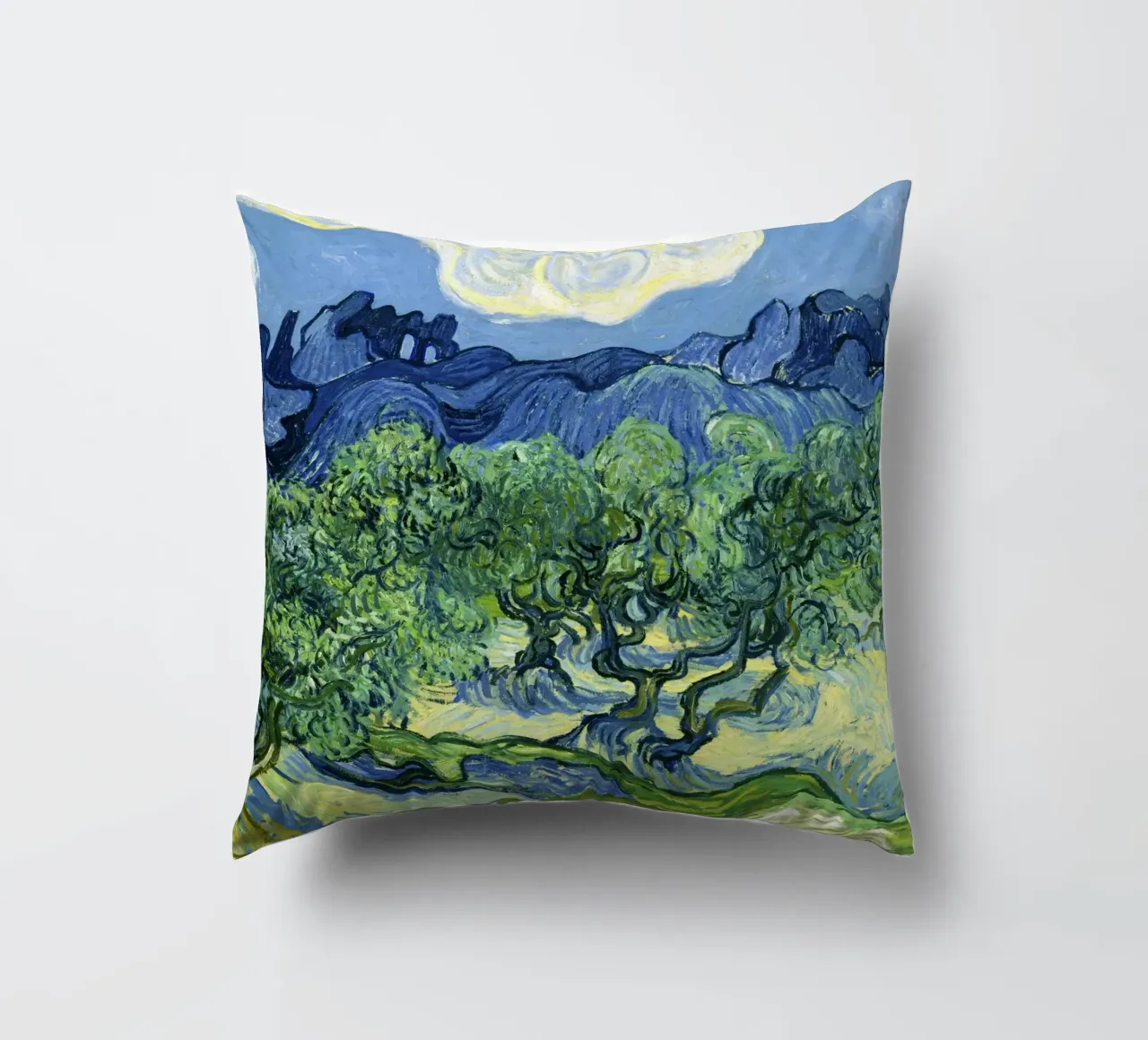 Olive Trees with the Alpilles in the Background (1889 decorative cushion by Classic Art Prints