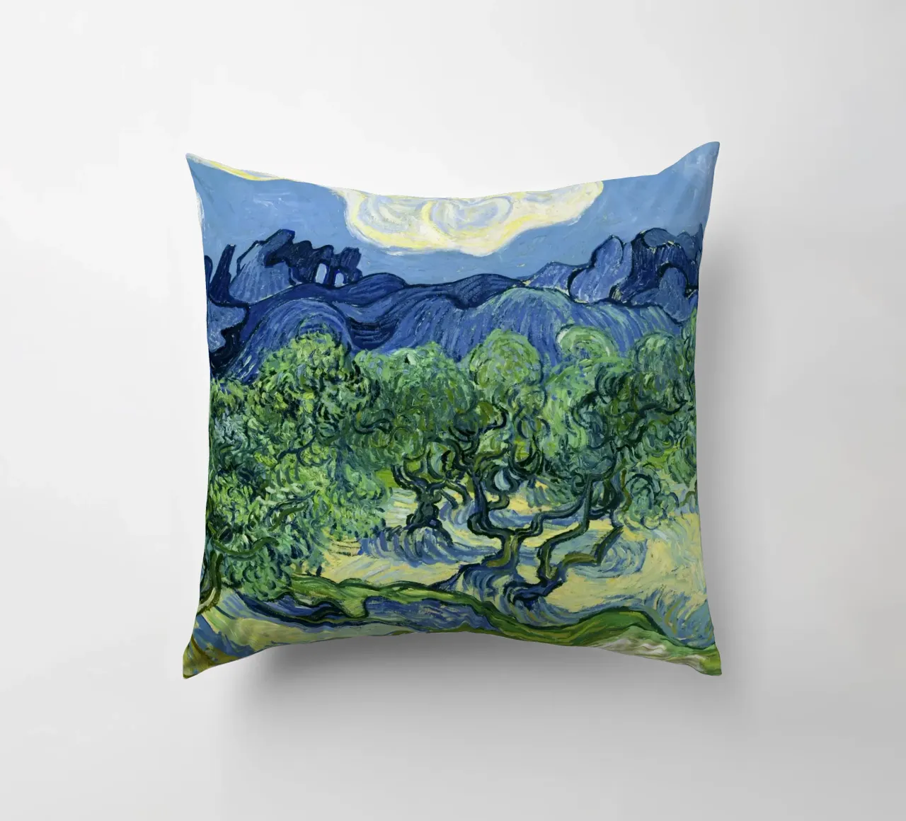 Olive Trees with the Alpilles in the Background (1889 decorative cushion by Classic Art Prints