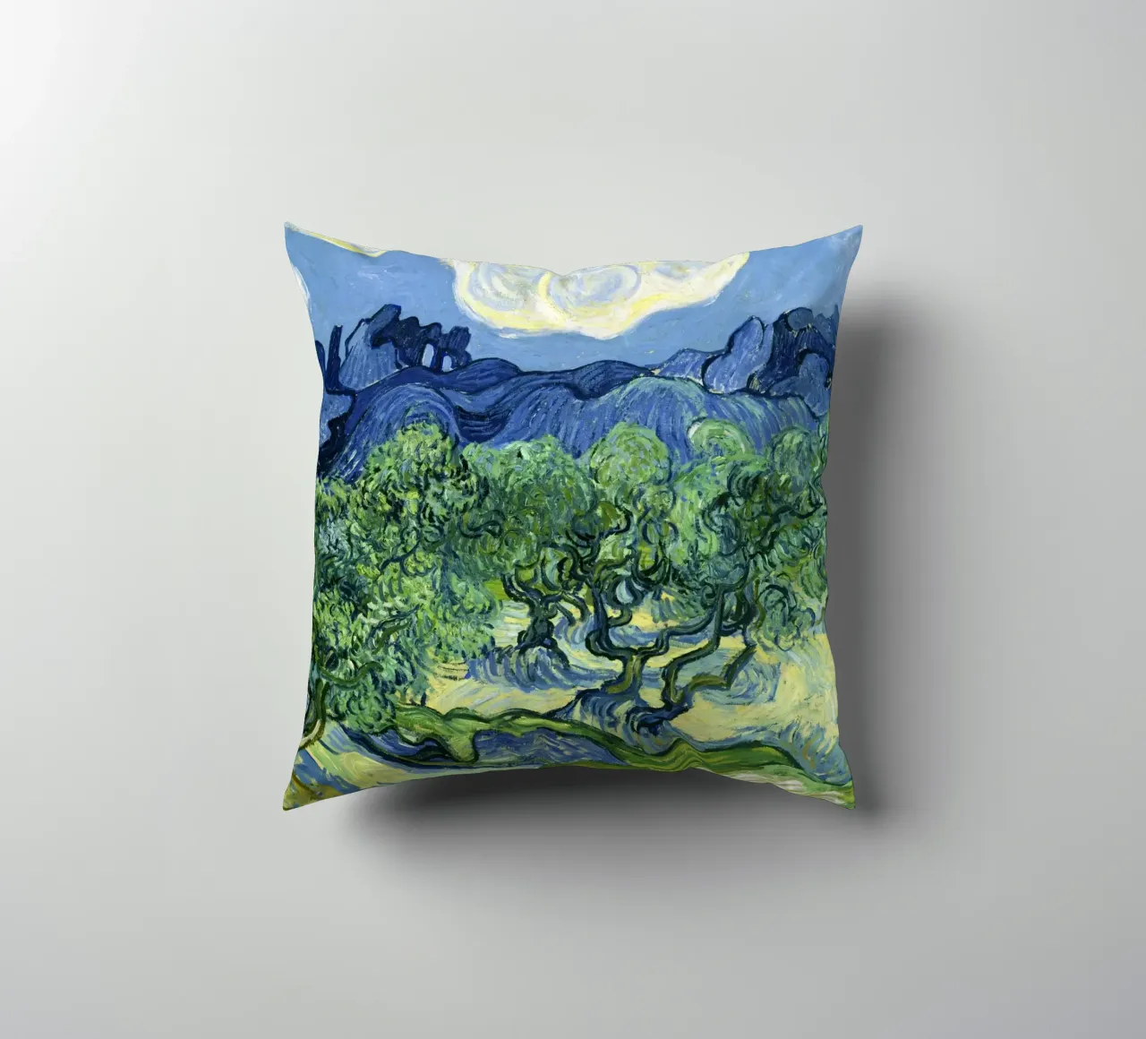 Olive Trees with the Alpilles in the Background (1889 decorative cushion by Classic Art Prints