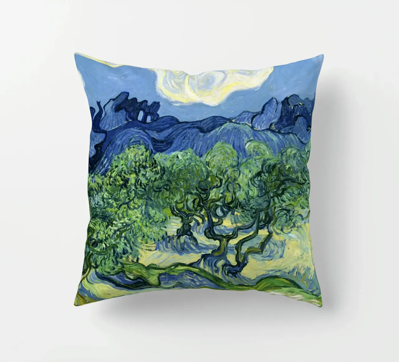 Olive Trees with the Alpilles in the Background (1889 decorative cushion by Classic Art Prints