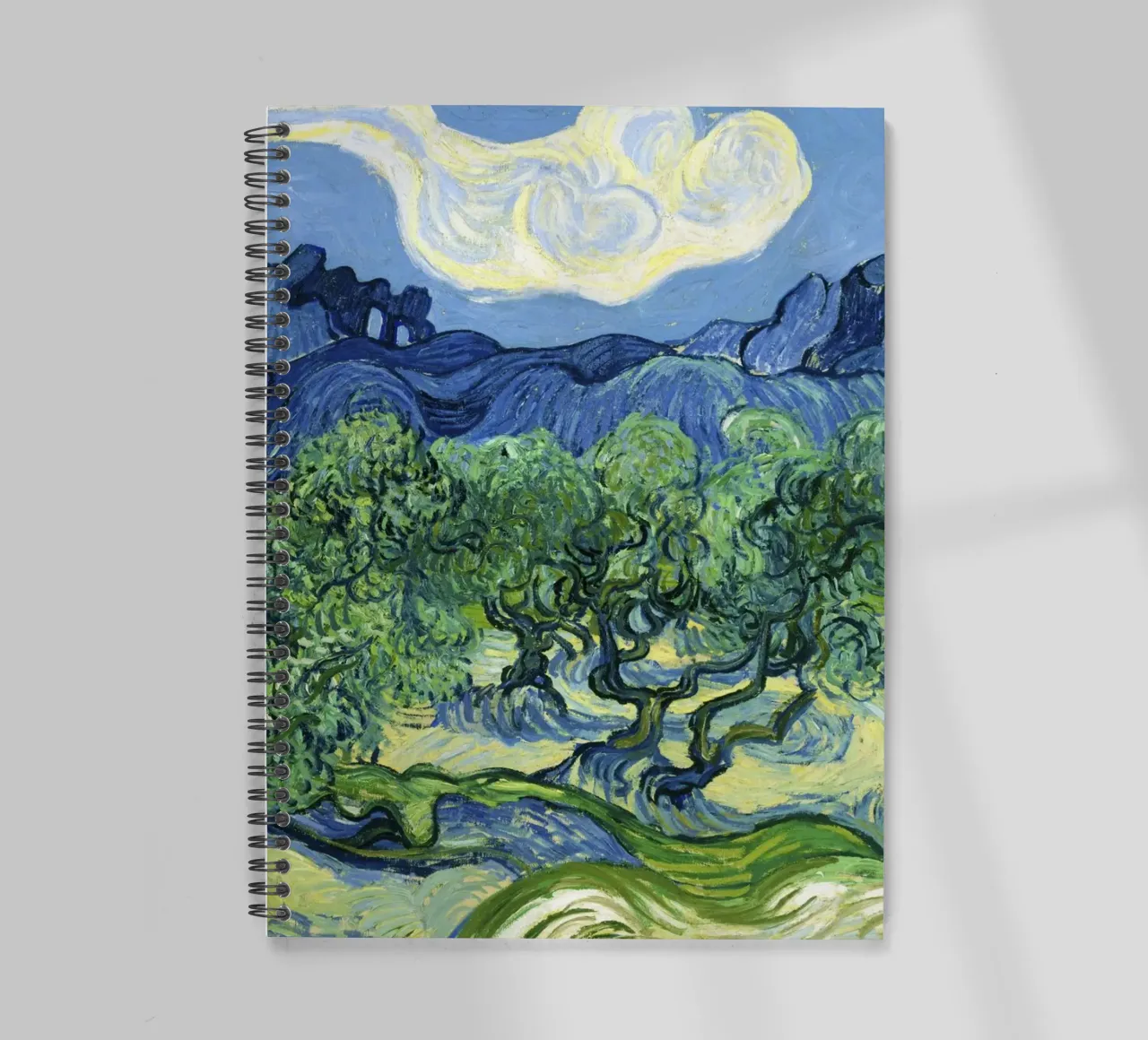 Olive Trees with the Alpilles in the Background (1889 spiral notebook by Classic Art Prints