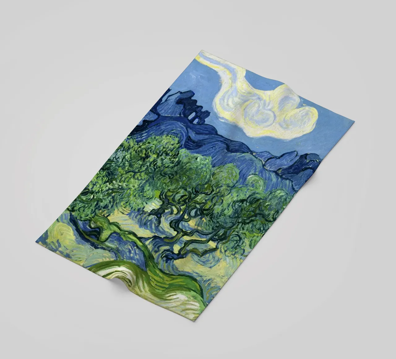 Olive Trees with the Alpilles in the Background (1889 beach towel by Classic Art Prints