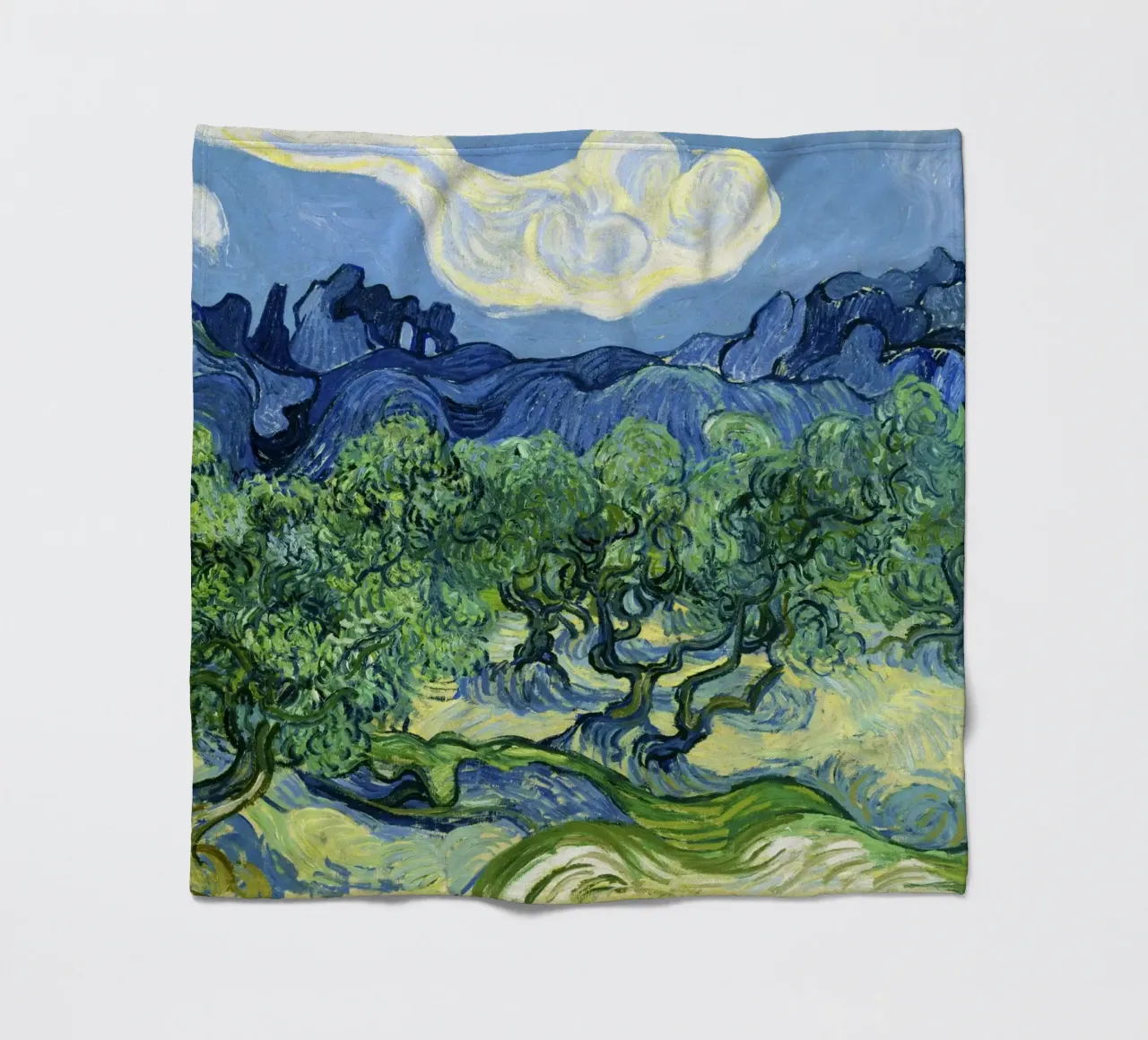 Olive Trees with the Alpilles in the Background (1889 fleece blanket by Classic Art Prints