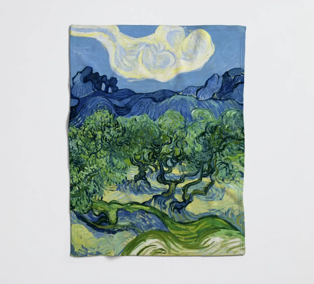 Olive Trees with the Alpilles in the Background (1889 fleece blanket by Classic Art Prints