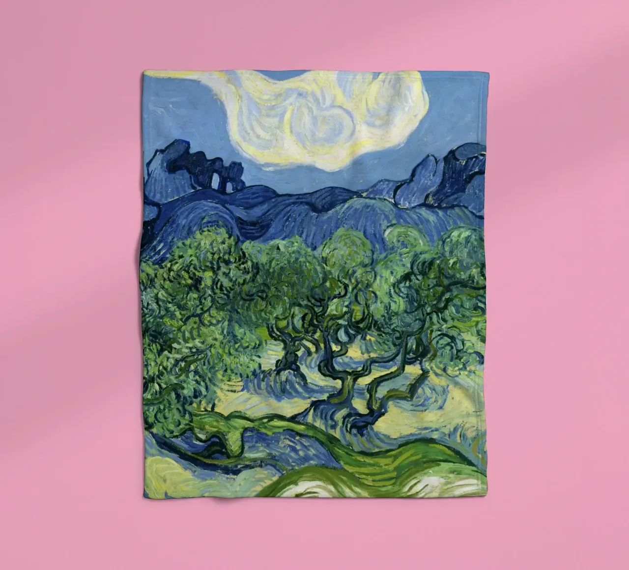 Olive Trees with the Alpilles in the Background (1889 fleece blanket by Classic Art Prints