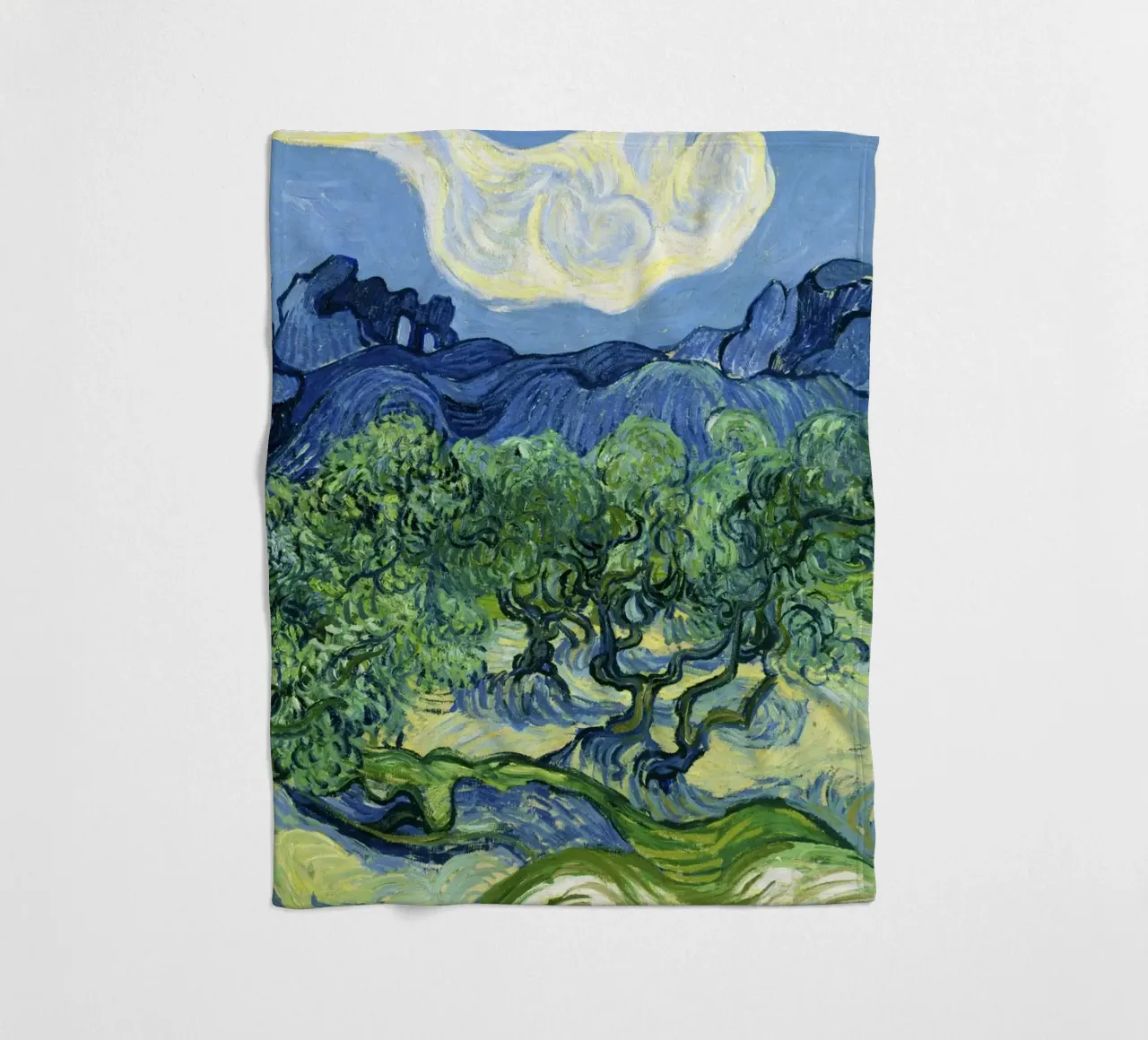 Olive Trees with the Alpilles in the Background (1889 fleece blanket by Classic Art Prints