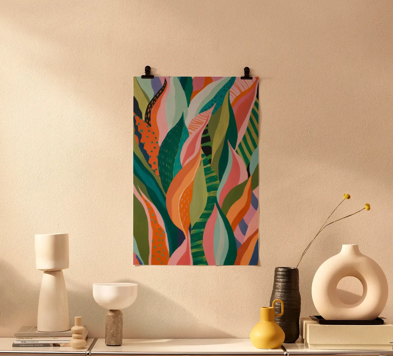Rapsodia della giungla lussureggiante poster con telaio in legno da Grande Serene