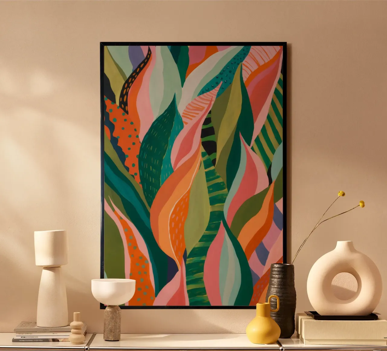 Rapsodia della giungla lussureggiante poster con telaio in legno da Grande Serene