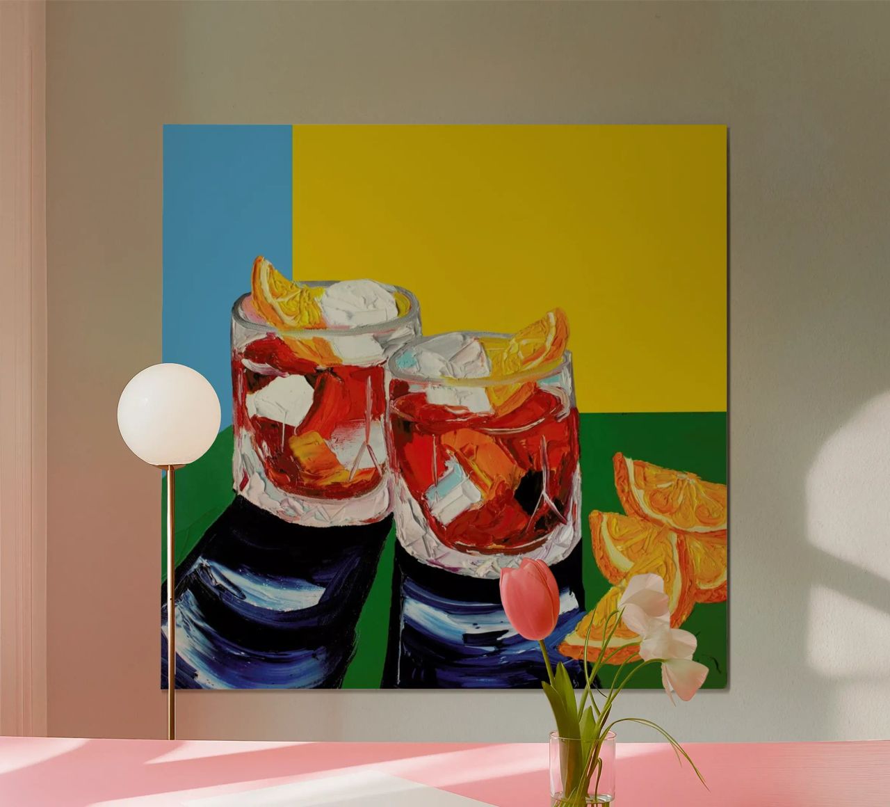 Negronis Blue Yellow Poster von Alice Straker