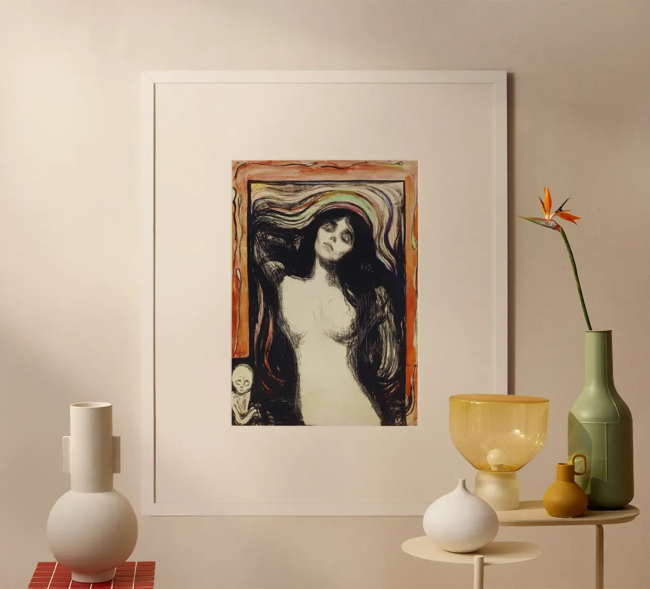 Madonna (1895-1896 circa) di Edvard Munch poster con telaio in plastica da Venus Art