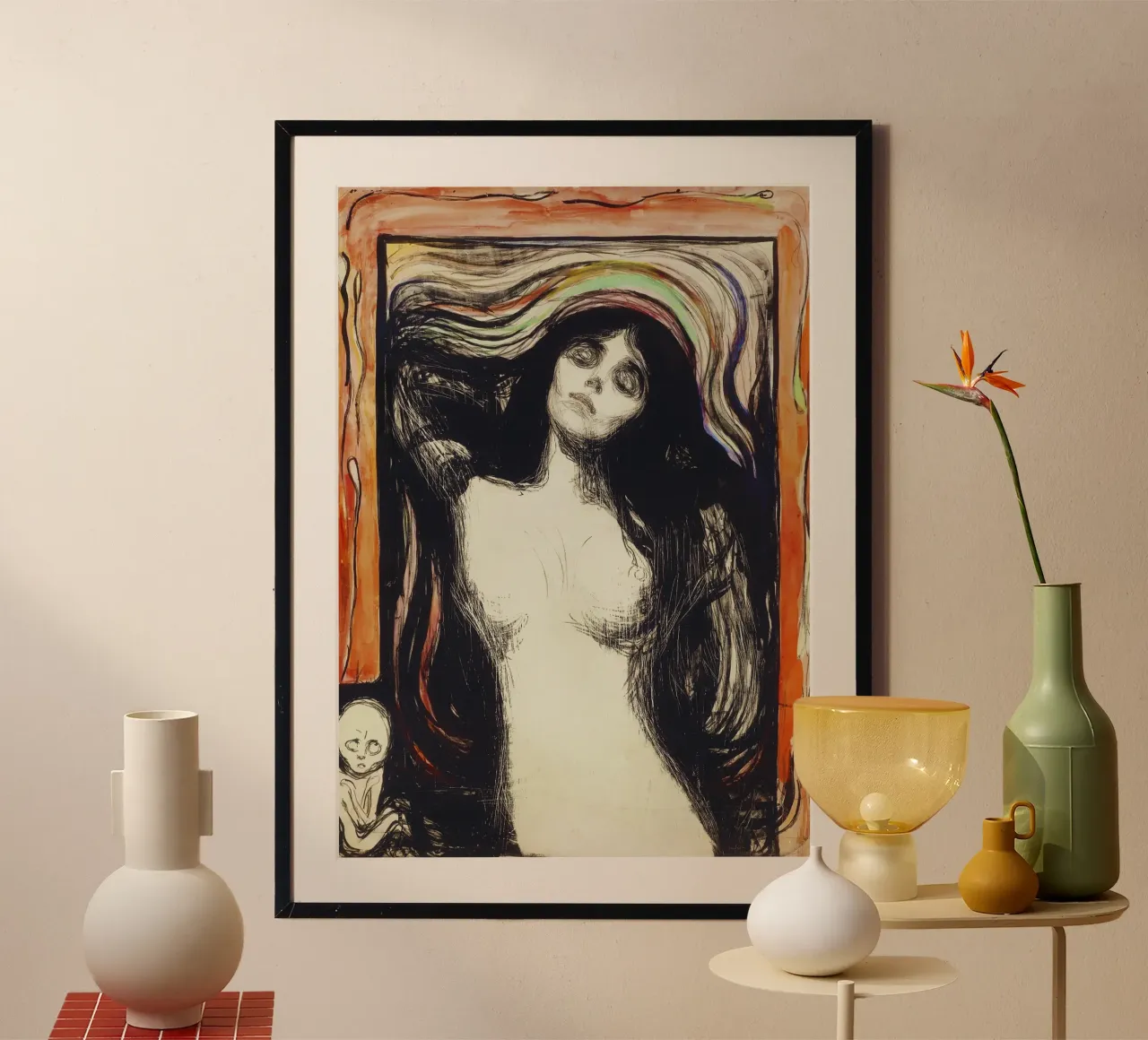 Madonna (1895-1896 circa) di Edvard Munch poster con telaio in plastica da Venus Art