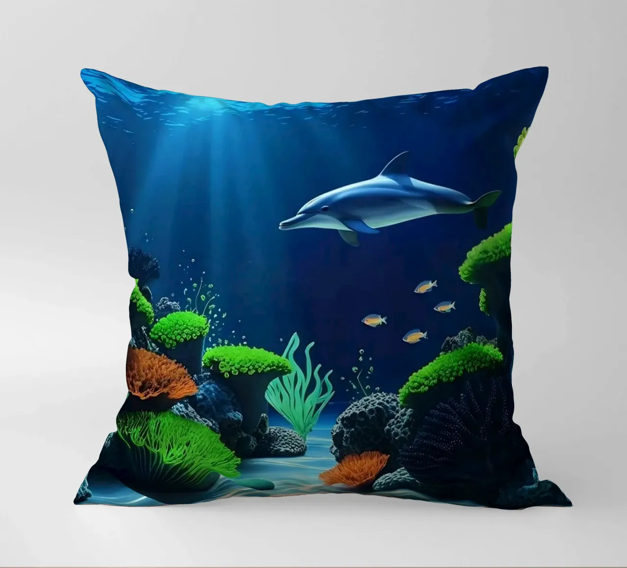 ✨🐬 Dolphin ✦ Reef Serenade 🌙 decorative cushion by LUMAQUA STUDIO