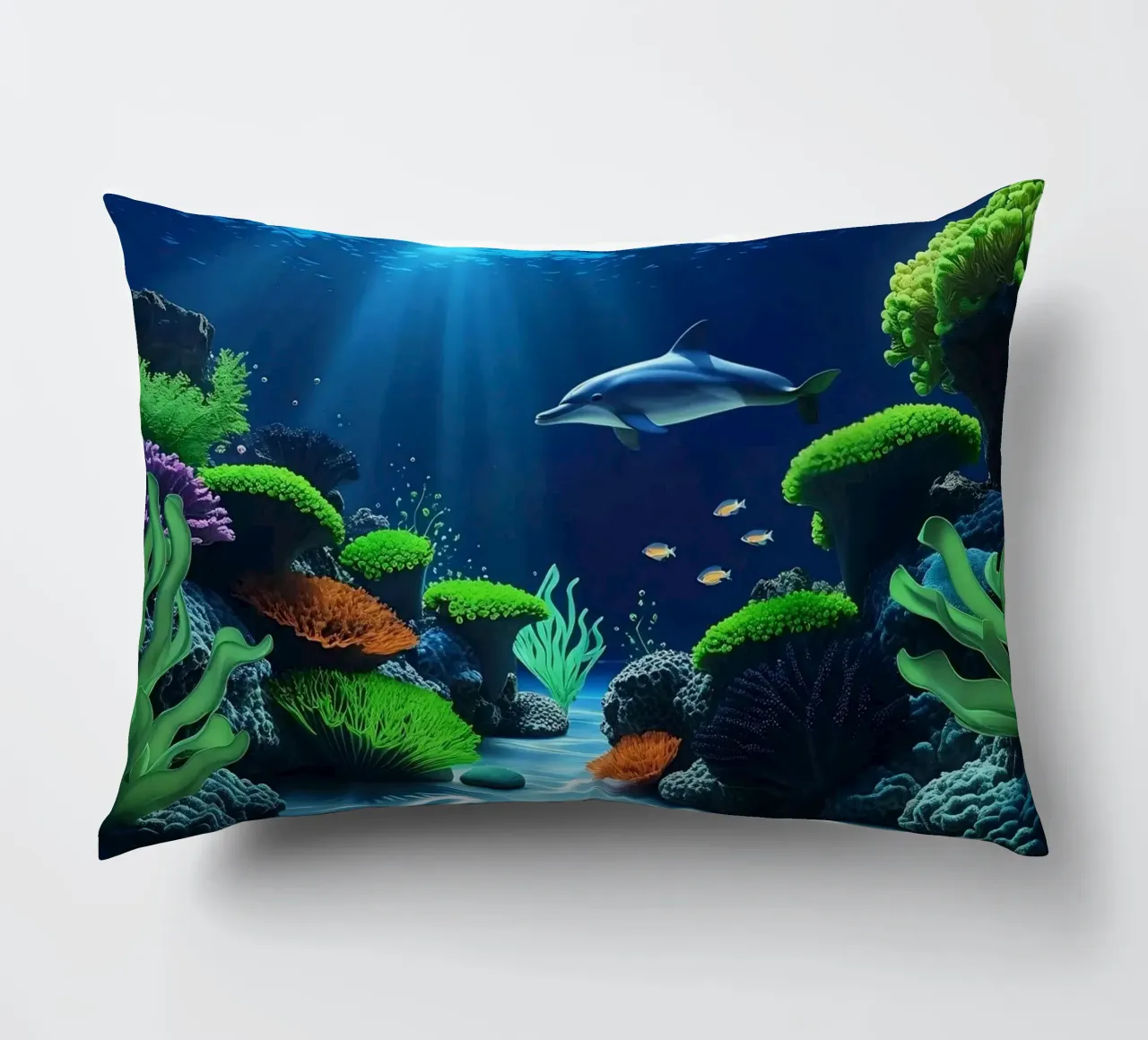 ✨🐬 Dolphin ✦ Reef Serenade 🌙 decorative cushion by LUMAQUA STUDIO