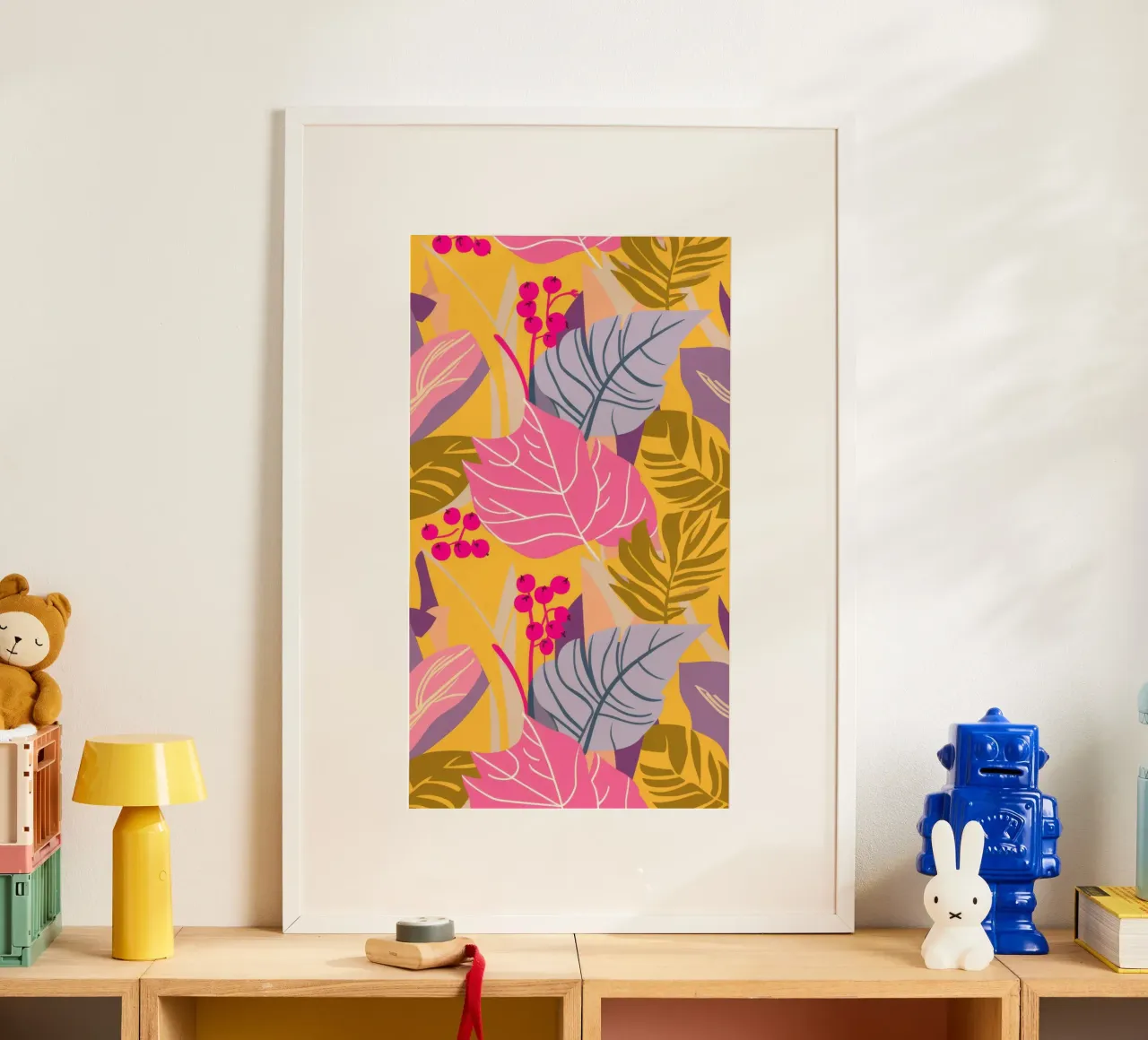Cadenza delle foglie tropicali poster con telaio in plastica da Grande Serene