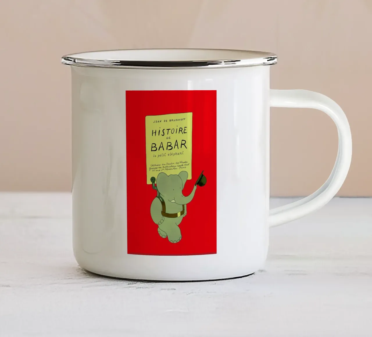 Histoire de Babar tazza in smalto da Little Flourishes