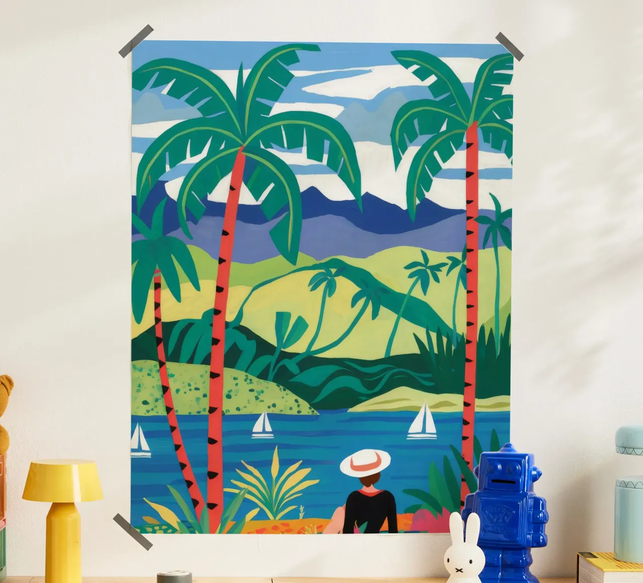 Panorama sulla vita dell'isola poster con telaio in plastica da Grande Serene