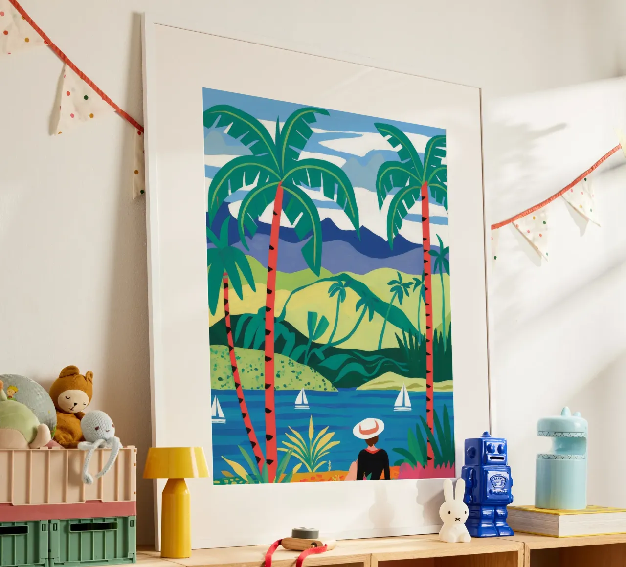 Panorama sulla vita dell'isola poster con telaio in plastica da Grande Serene
