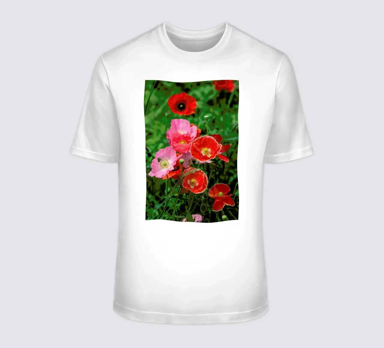 Pink and Red Poppies t-shirt da Curious Collections by Marielle Leenders