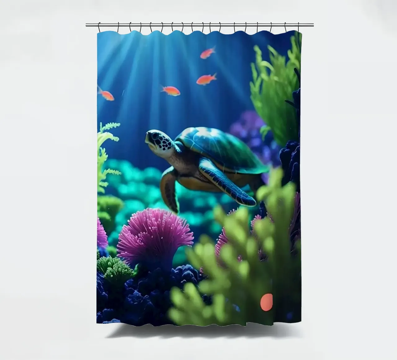 ✨🐢 Sea Turtle ✦ Tide of Colours 🌙 shower curtain by LUMAQUA STUDIO