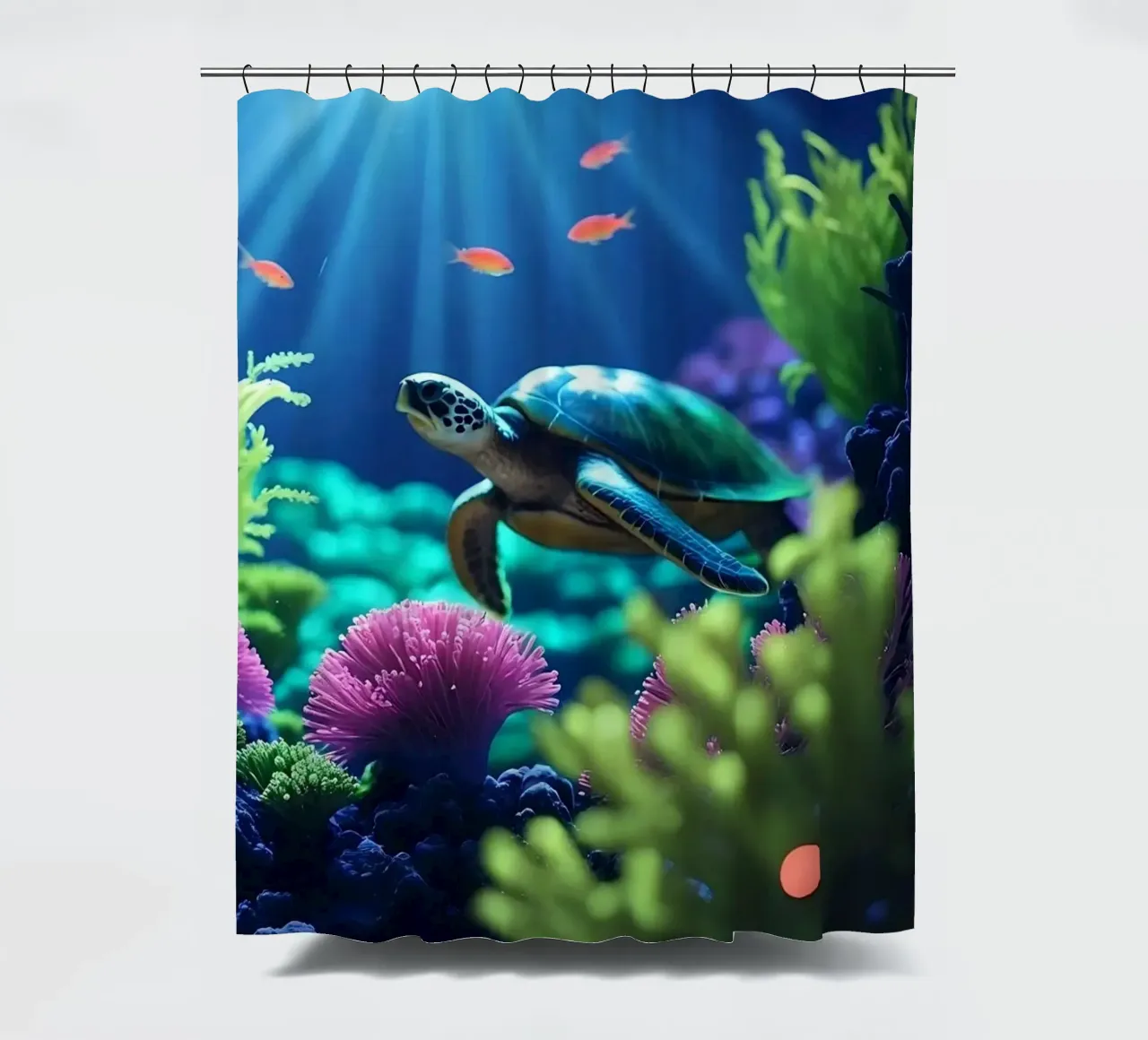 ✨🐢 Sea Turtle ✦ Tide of Colours 🌙 shower curtain by LUMAQUA STUDIO