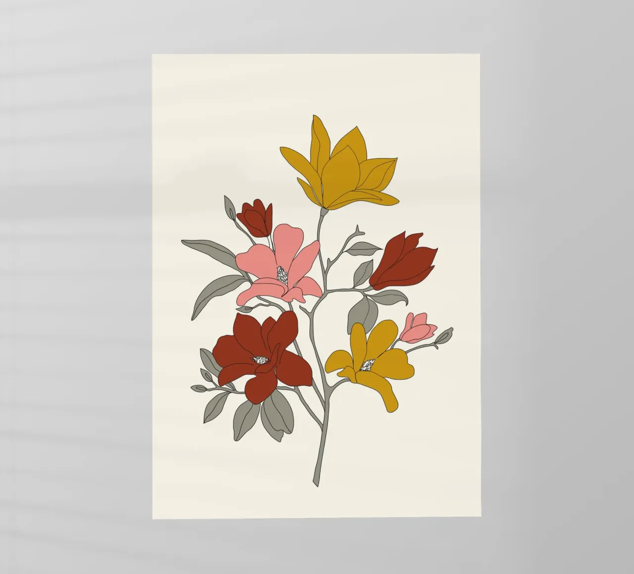 Colorful Minimal Line Art Magnolia pellicola backlit da Nadjaa