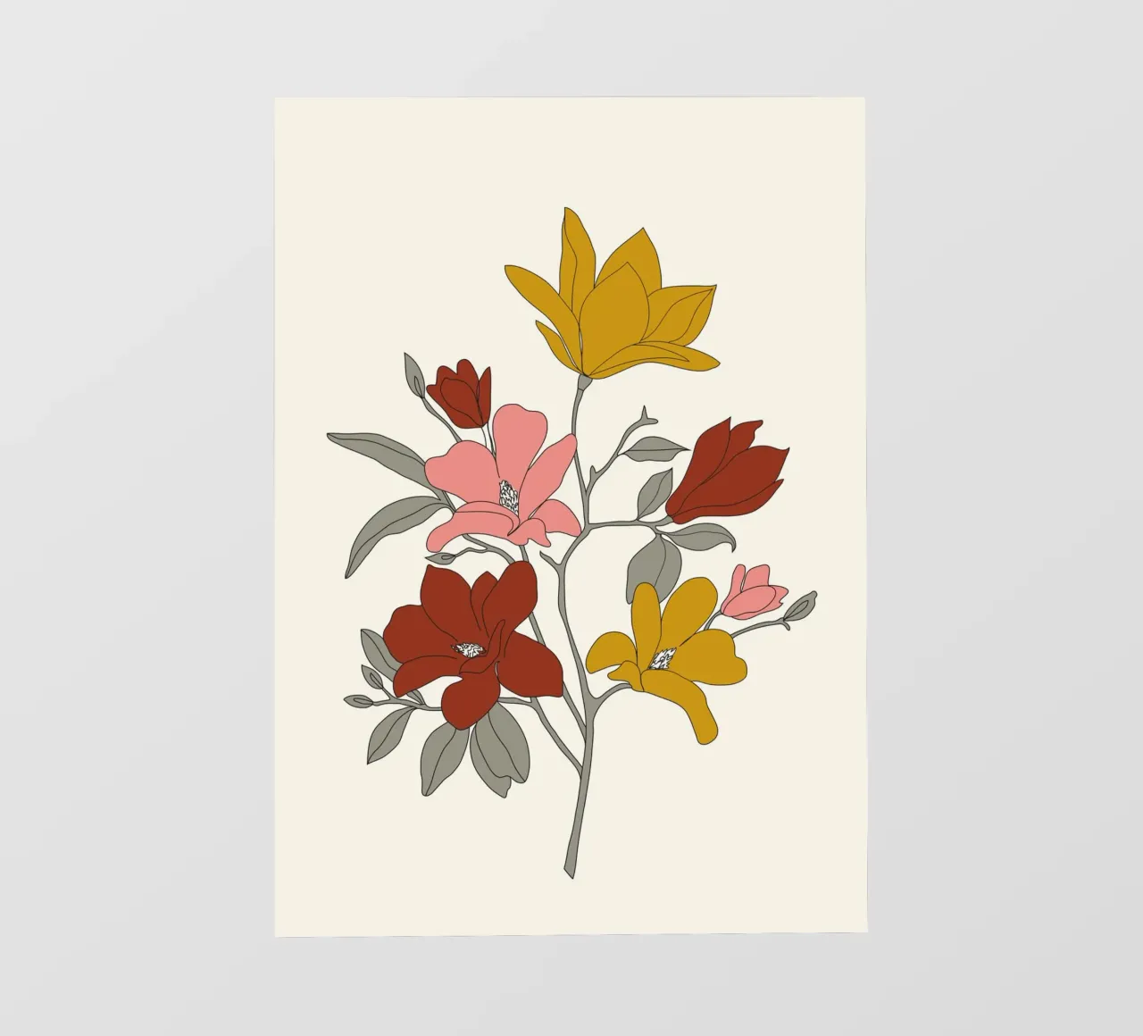 Colorful Minimal Line Art Magnolia pellicola backlit da Nadjaa