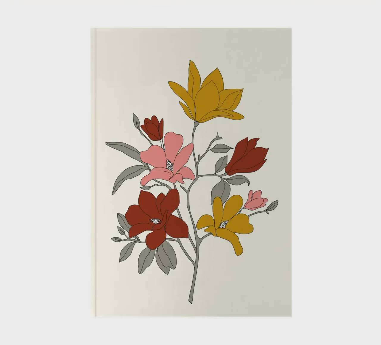 Colorful Minimal Line Art Magnolia notebook by Nadjaa