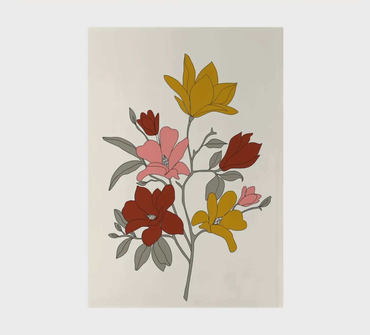 Colorful Minimal Line Art Magnolia notebook by Nadjaa
