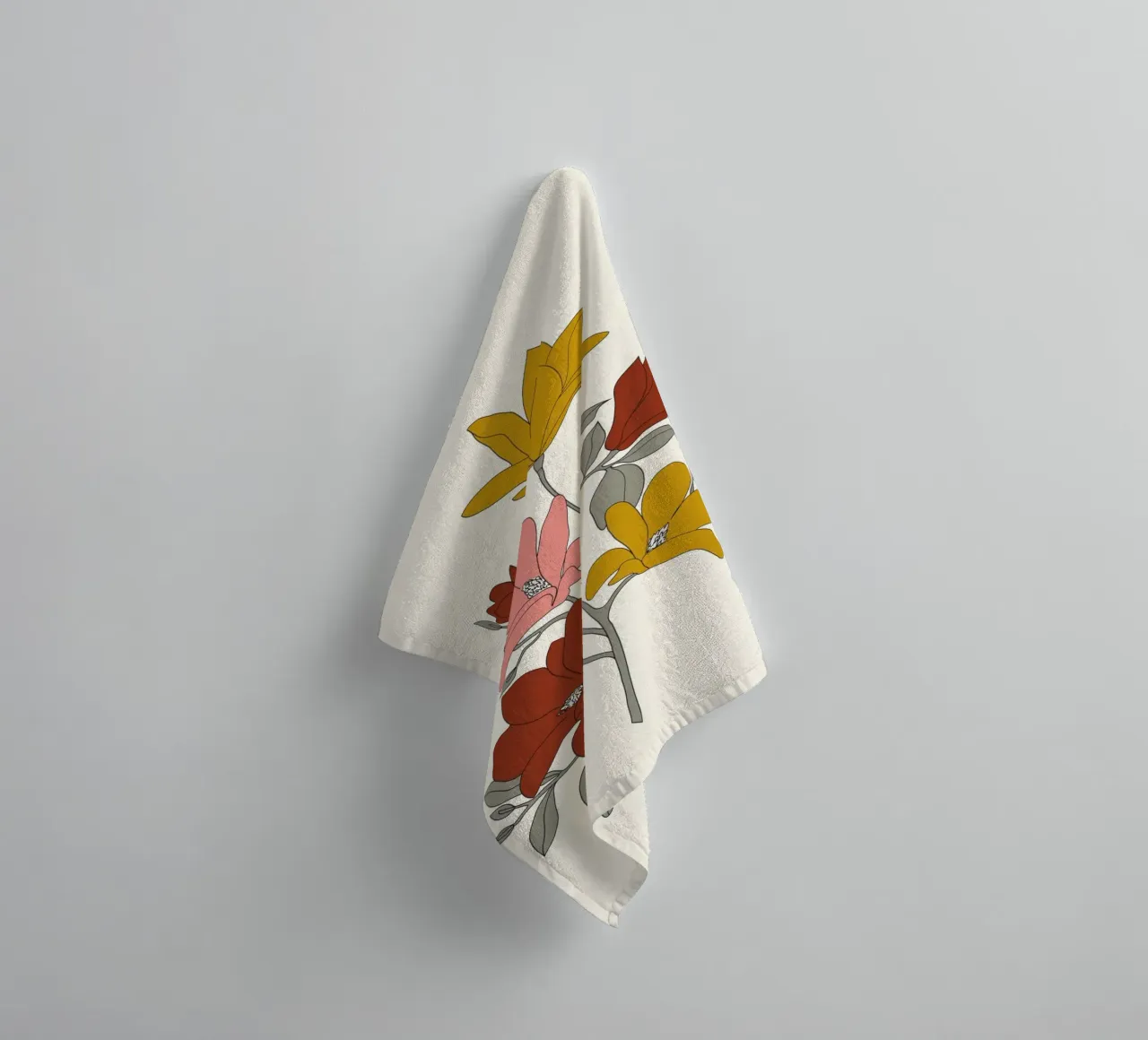 Colorful Minimal Line Art Magnolia towel by Nadjaa